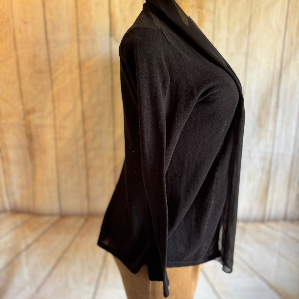 Chico's Easywear Black Cardigan, sheer lapel, lightweight sz 0 or S/4​ - Picture 8 of 15
